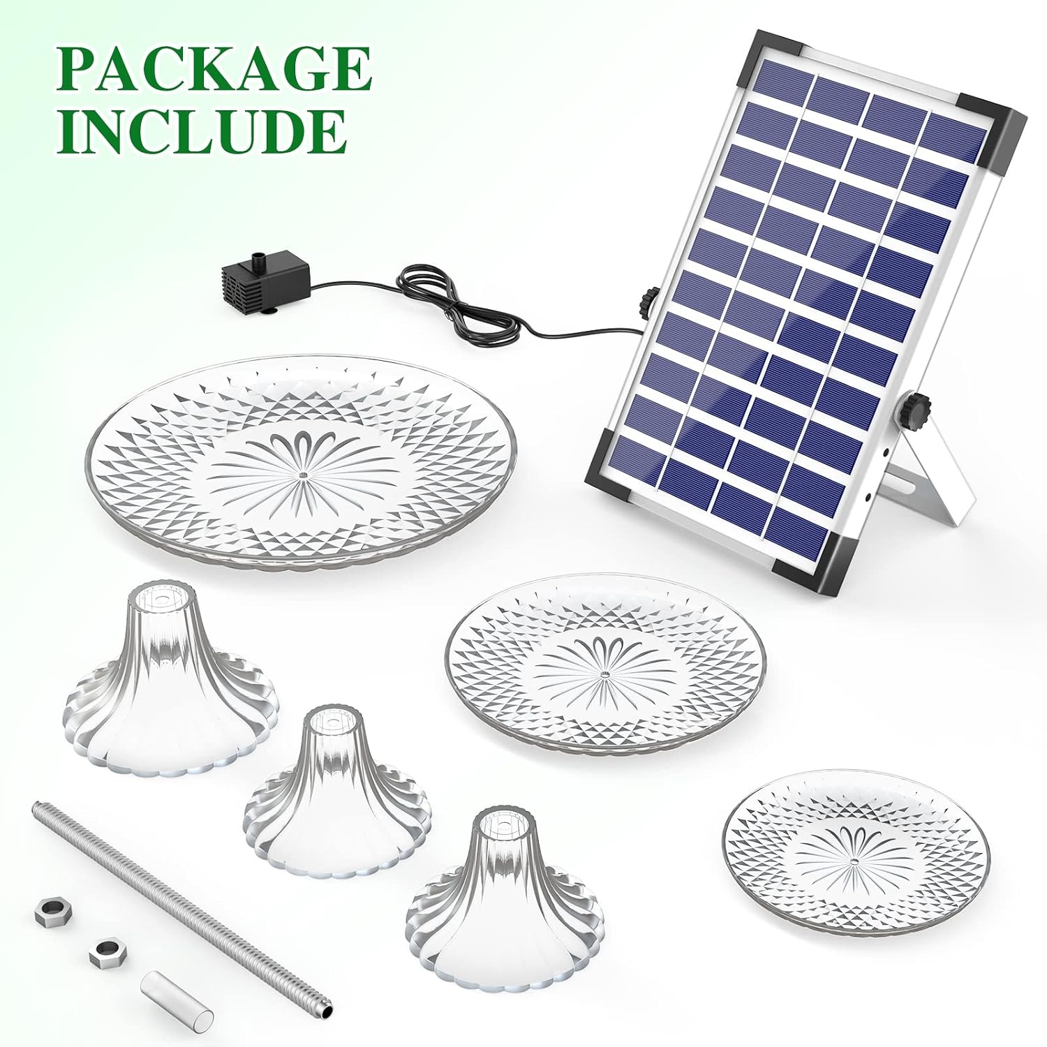 image:imageAISITIN 3 Tiered Bird Bath with 55W Solar Pump DIY Solar Pump Detachable and Suitable for Hummingbird Bird Bath Garden Decoration Outdoor Bird Feeder