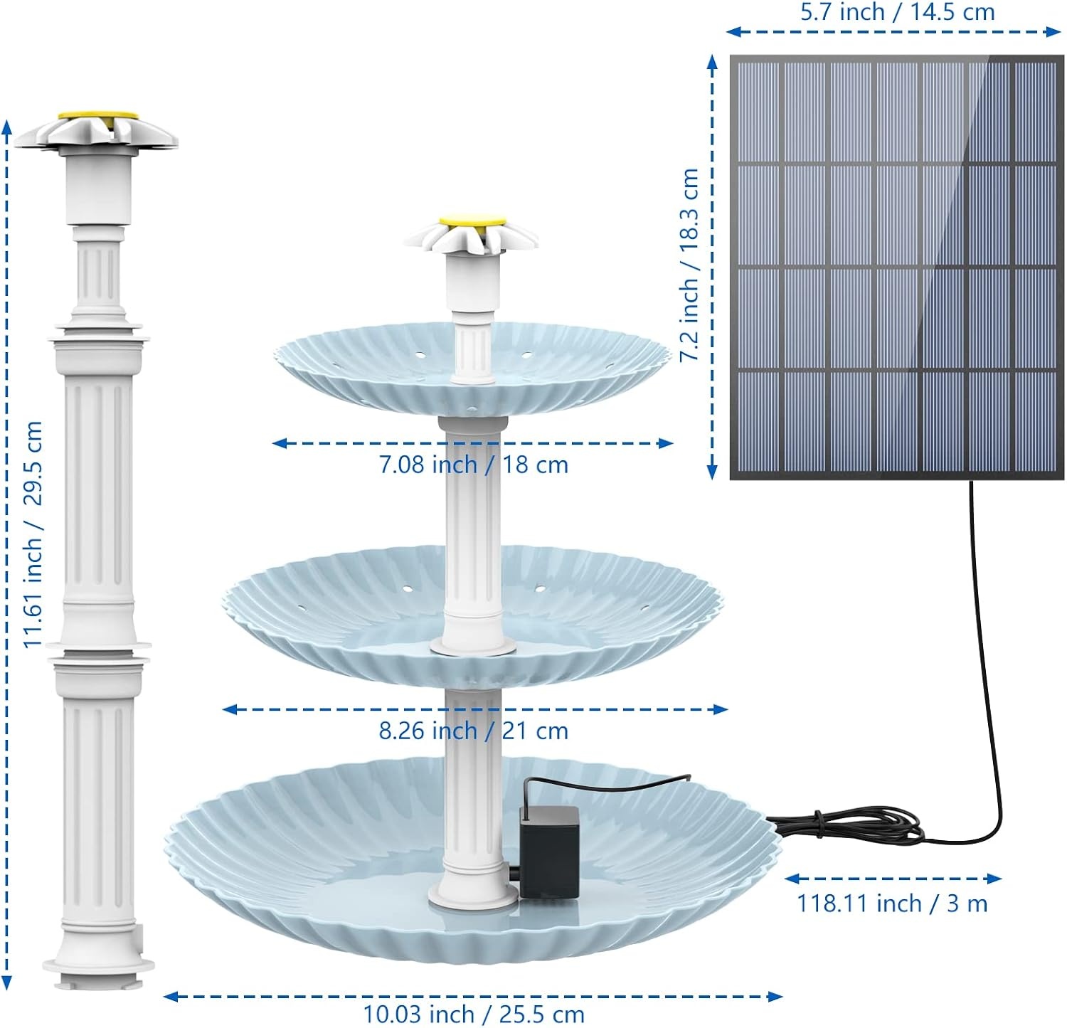 image:imageAISITIN 35W Solar Bird Bath Fountain Set Upgraded DIY Solar Fountain Detachable for Bird Bath Water Basin Garden Patio Pool Outdoor