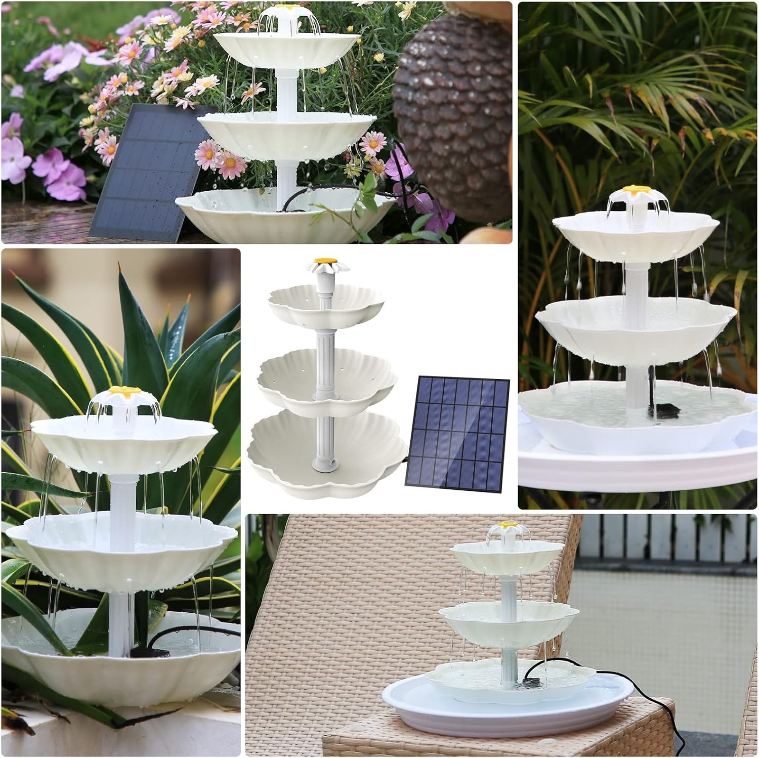 image:imageAISITIN 3Tier Bird Bath with 35 W Detachable Solar Fountain Pump for DIY Pond Suitable for Bird Baths Garden Decoration Bird Feeder Outdoor