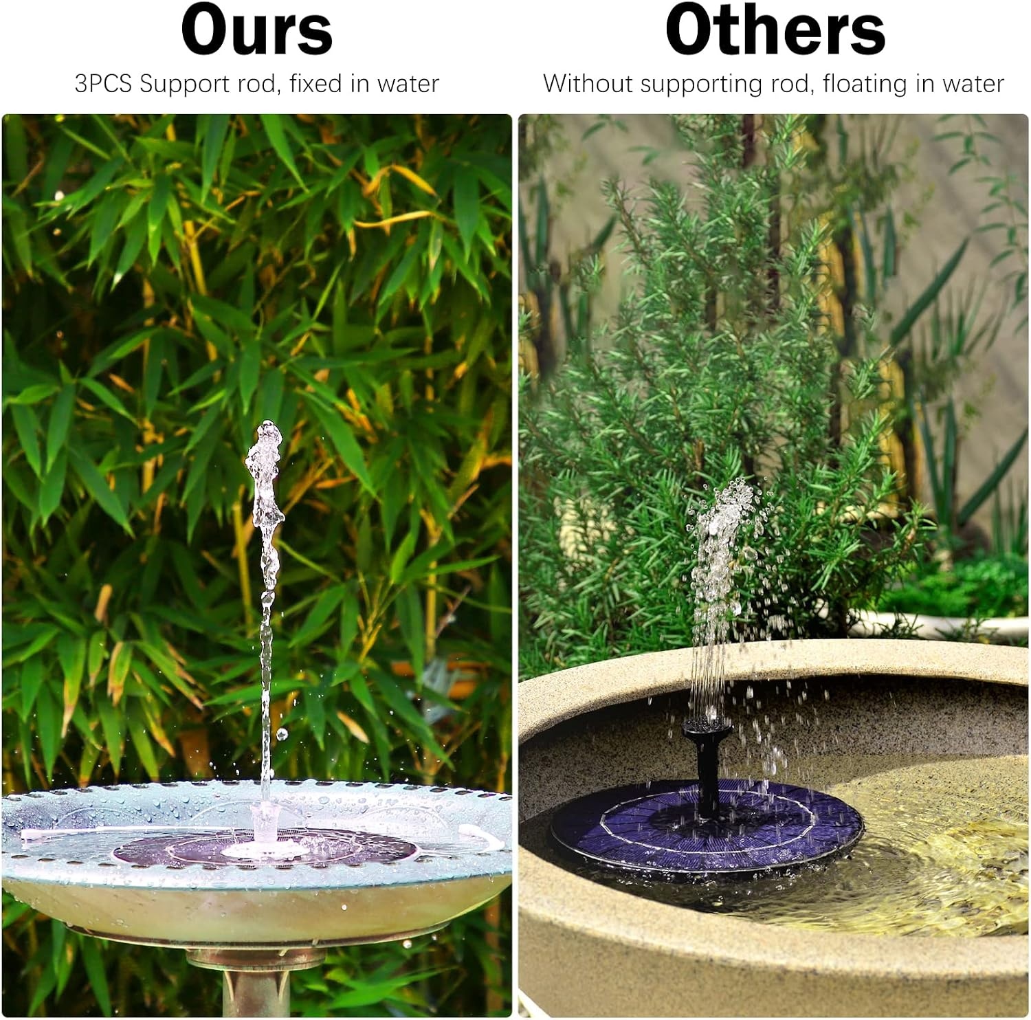 image:imageAISITIN 55W LED Solar Fountain Pump with Colorful Lights amp 3000mAh Battery Solar Bird Bath Fountain Pump with Multiple Nozzle
