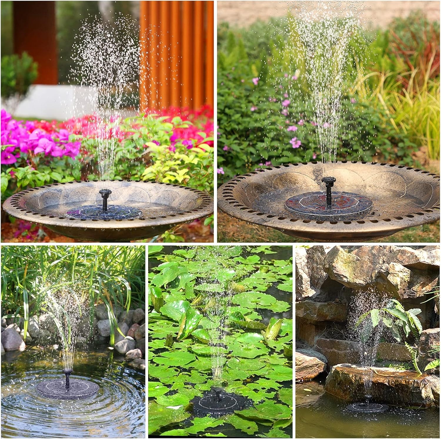 image:imageAISITIN Bird Bath Outdoor Polyresin Lightweight Birdbath for Garden with 25W Solar Fountain Used in Outside Patio Pond
