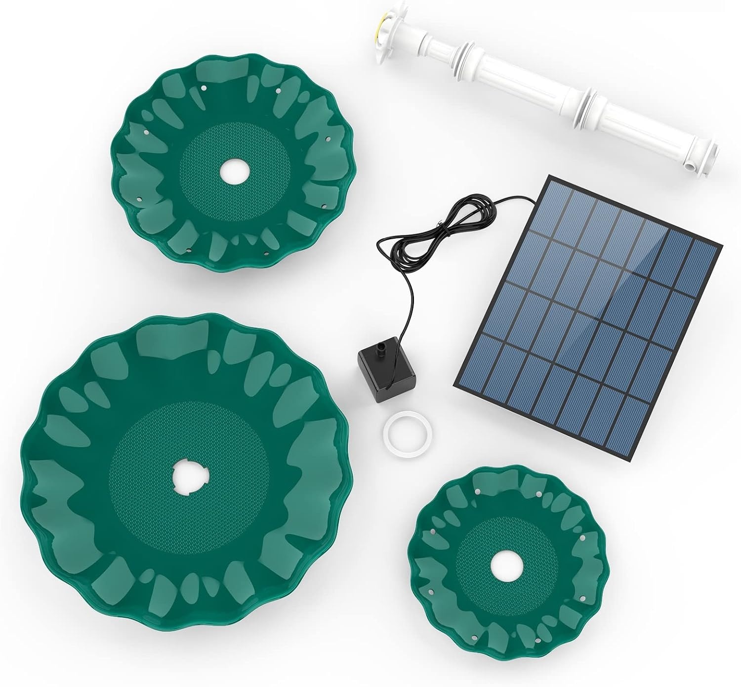 image:imageAISITIN DIY 3 Tiered Bird Bath with 35W Solar Water Pump Solar Fountain Detachable and Suitable for Bird Bath Garden Decoration Outdoor Bird Feeder
