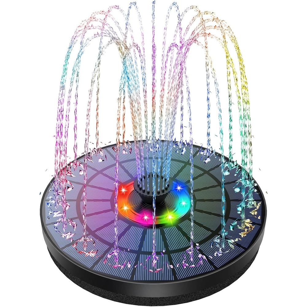 image:imageAISITIN 55W Solar Fountain with LED Colorful Lights amp 2000mAh Battery Solar Bird Bath Fountains with 7 Nozzles amp Bracket Solar Water Fountain Pump for Bird Bath Garden Pond Fish Tank and Outdoor