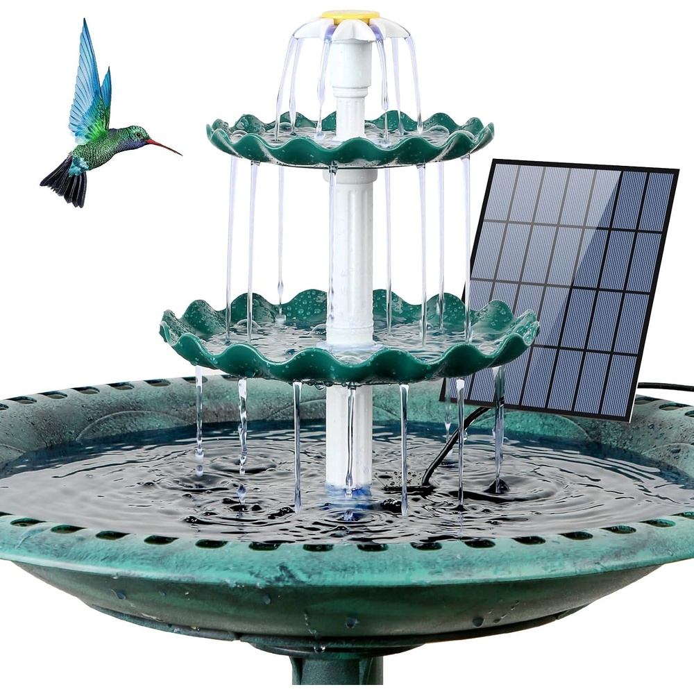 image:imageAISITIN DIY 3 Tiered Bird Bath with 35W Solar Water Pump Solar Fountain Detachable and Suitable for Bird Bath Garden Decoration Outdoor Bird Feeder