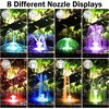 AISITIN 5.5W LED Solar Fountain Pump with Colorful Lights & 3000mAh Battery, Solar Bird Bath Fountain Pump with Multiple Nozzle