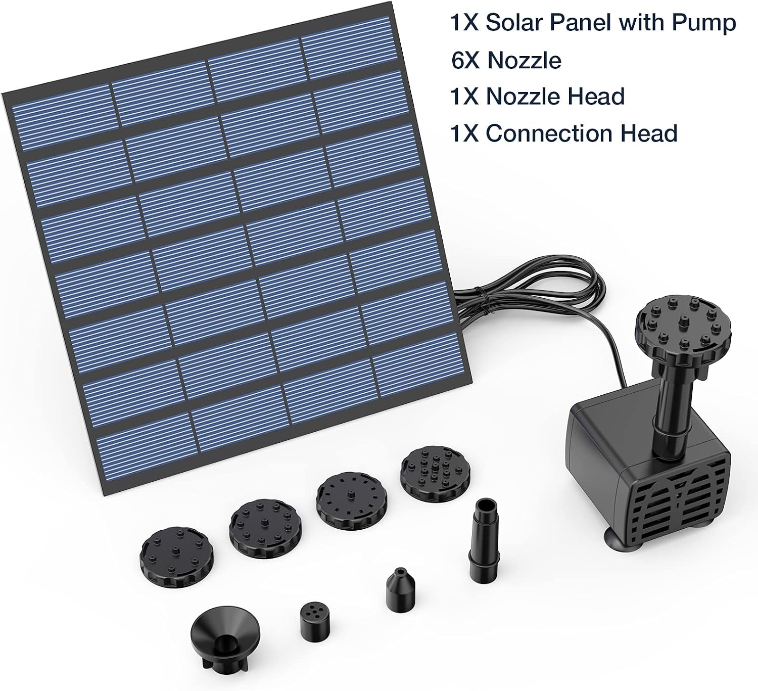 image:imageAISITIN 25W DIY Solar Fountain Pump with 6 Nozzles amp 4ft Flexible Hose Solar Water Pump for Bird Baths Garden Ponds Fish Tanks and Patio Water Features Quick Setup15W 1 Pack
