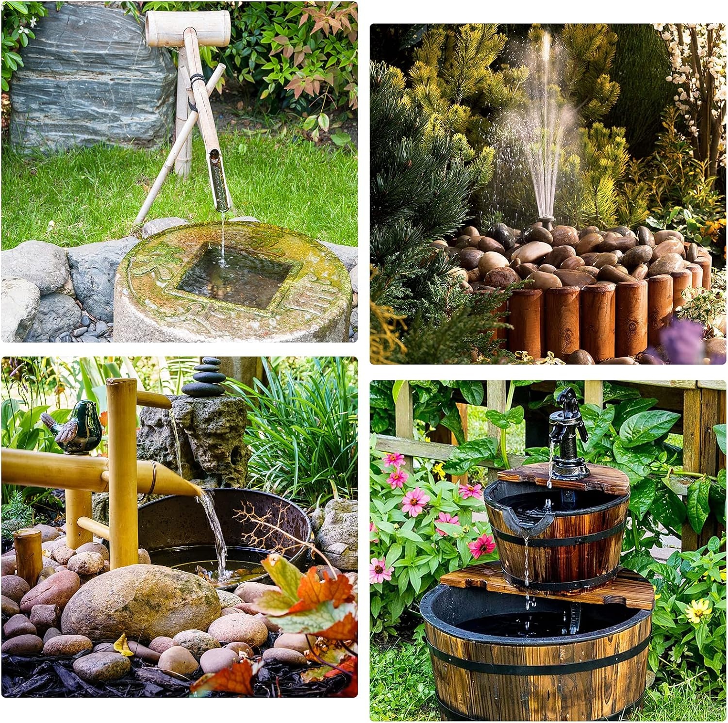 image:imageAISITIN 25W DIY Solar Fountain Pump with 6 Nozzles amp 4ft Flexible Hose Solar Water Pump for Bird Baths Garden Ponds Fish Tanks and Patio Water Features Quick Setup15W 1 Pack