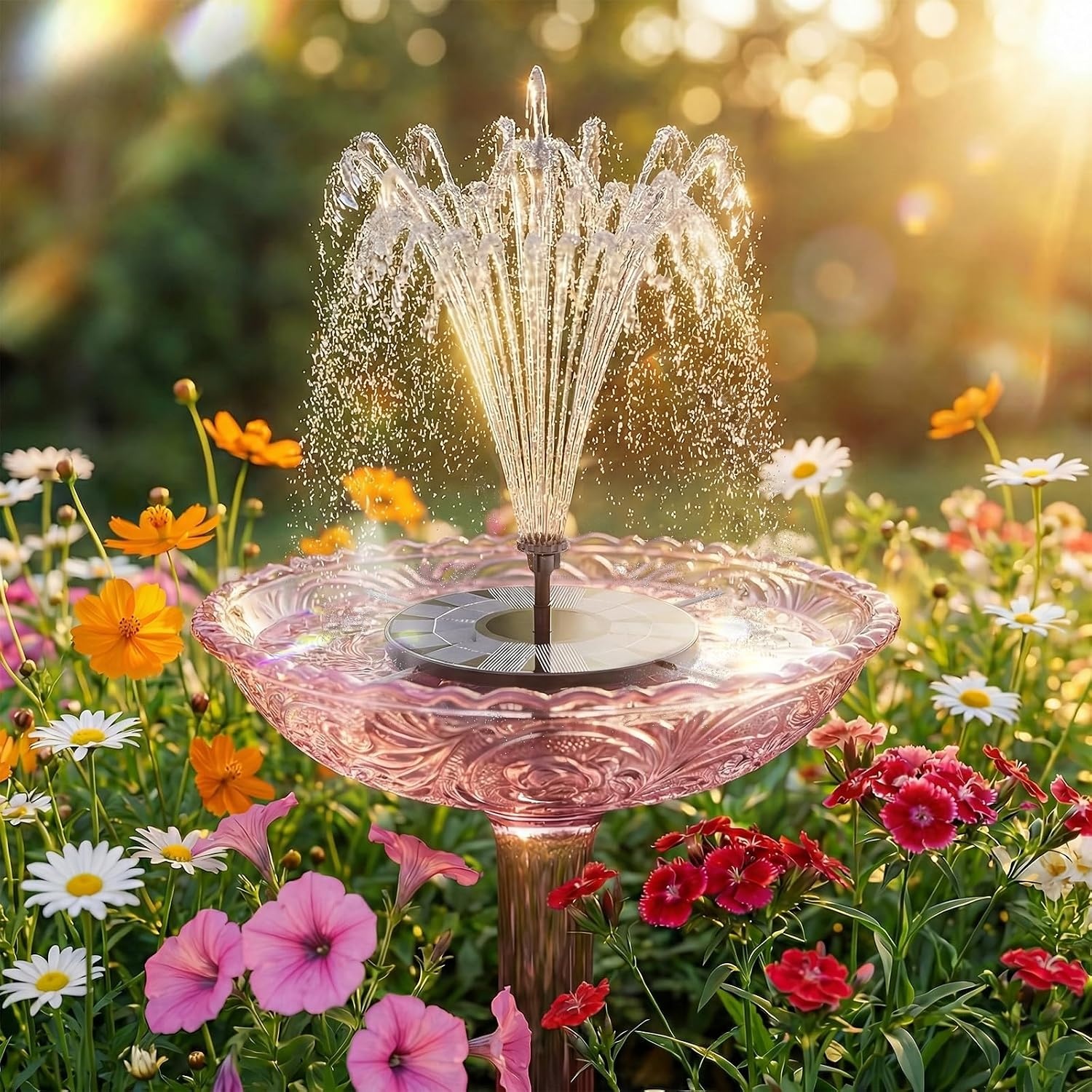 image:imageAISITIN 25W Solar Fountain for Bird Bath with 6 Nozzles 2 Pack Solar Bird Bath Fountain 67 Solar Powered Water Fountain for Garden Ponds Pool Fish Tank Outdoor and AquariumBlack