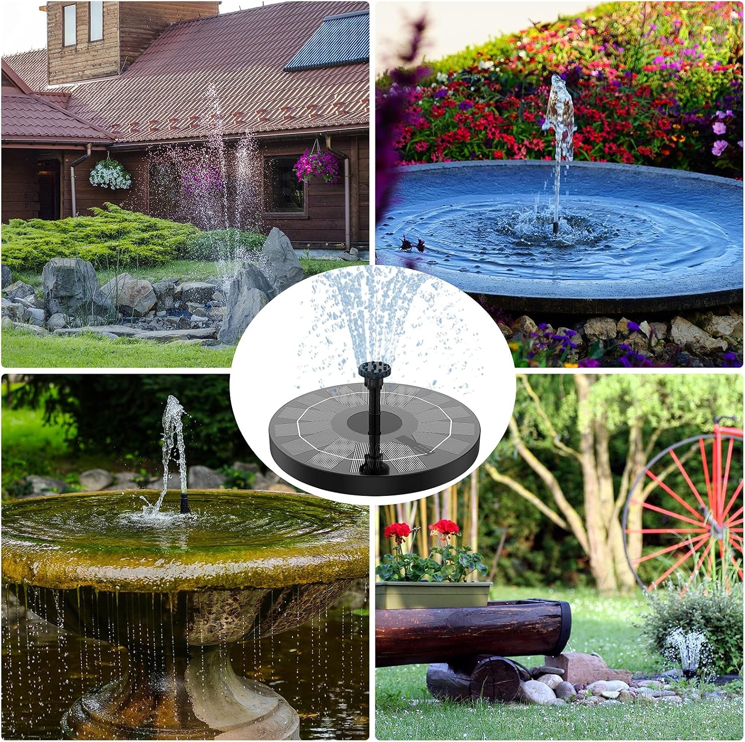 image:imageAISITIN 25W Solar Fountain for Bird Bath with 6 Nozzles 2 Pack Solar Bird Bath Fountain 67 Solar Powered Water Fountain for Garden Ponds Pool Fish Tank Outdoor and AquariumBlack 01