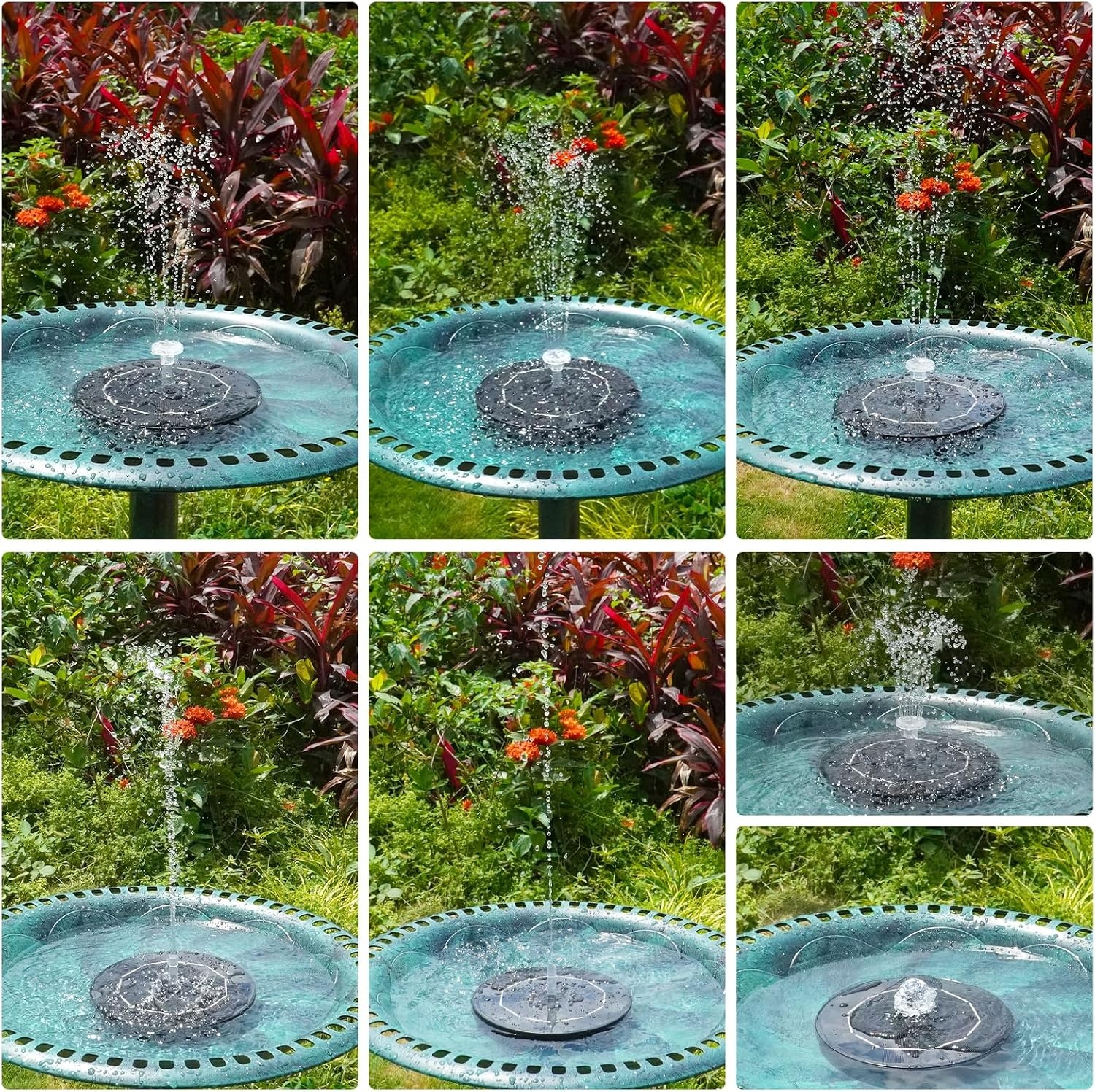 image:imageAISITIN 35W Solar Fountain Pump Builtin 1500mAh Battery with 10 Nozzles Solar Fountain for Bird Bath with 4 Fixer Solar Floating Water Pump Fish Tank Pond Pool Garden and OutdoorBlack Led
