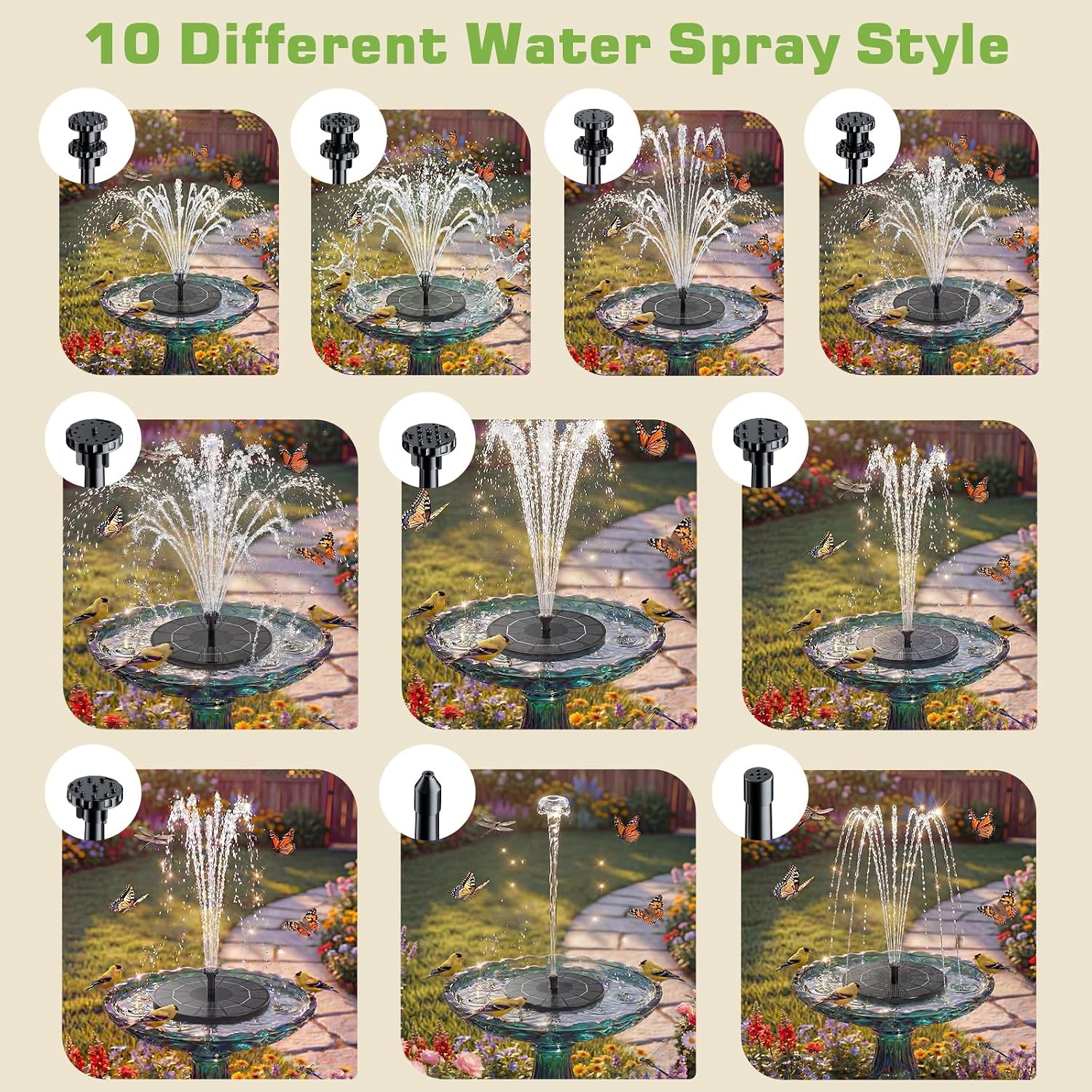 image:imageAISITIN 35W Solar Fountain Pump for Bird Bath Separated Design amp 8 Nozzles 3 AntiDrift Brackets Attracting Birds Upgrade Filter Floating DIY Solar Bird Bath Fountain for Garden Fish Tank Pond YardDeepblue