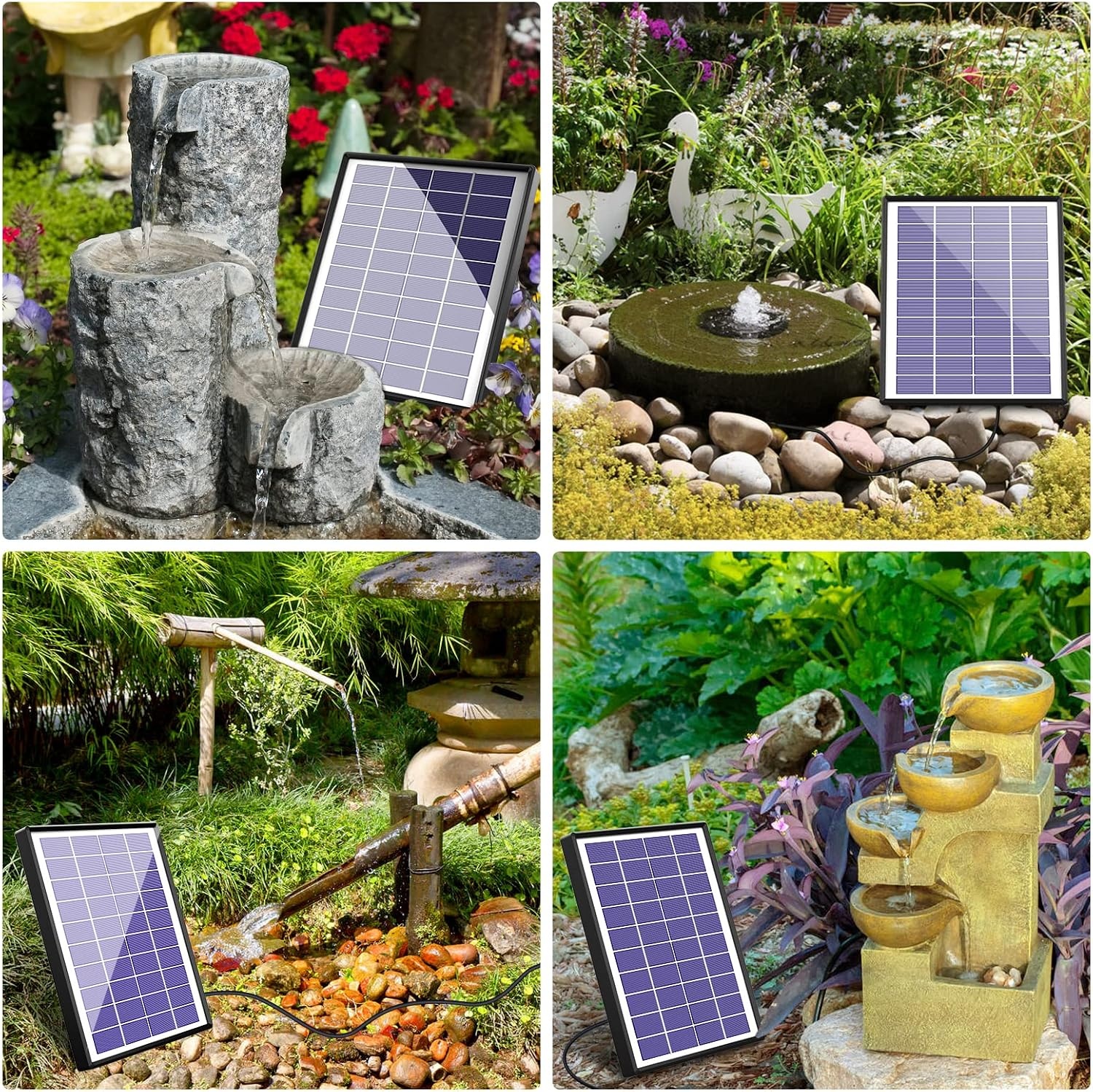 image:imageAISITIN 65W Solar Fountain Pump with Battery Backup 1500mAh amp 6 Nozzles Works Normally on Cloudy Days Auto Poweroff Protection DIY Design Solar Water Pump for Bird Bath Garden Pond Fish Tank65W