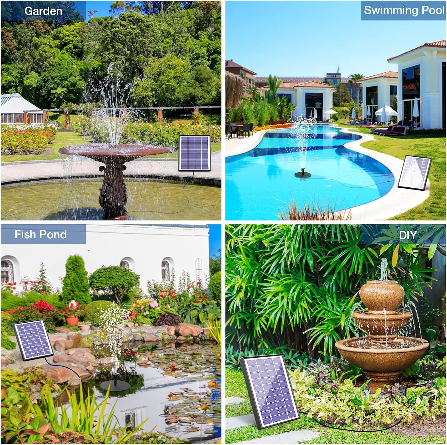 image:imageAISITIN 65W Solar Fountain Pump with Battery Backup 1500mAh amp 6 Nozzles Works Normally on Cloudy Days Auto Poweroff Protection DIY Design Solar Water Pump for Bird Bath Garden Pond Fish Tank65W