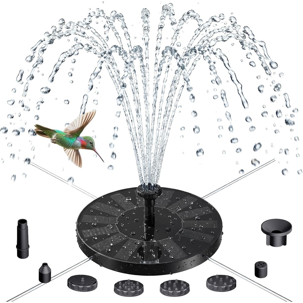 image:imageAISITIN 25W Solar Fountain for Bird Bath with 6 Nozzles 2 Pack Solar Bird Bath Fountain 67 Solar Powered Water Fountain for Garden Ponds Pool Fish Tank Outdoor and AquariumBlack 02
