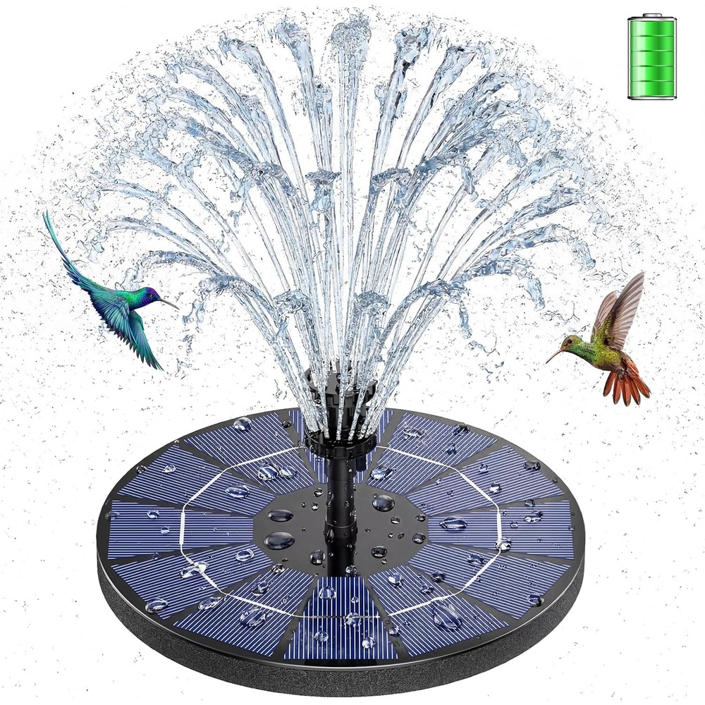 image:imageAISITIN 35W Solar Fountain Pump Builtin 1500mAh Battery with 10 Nozzles  Solar Fountain for Bird Bath with 4 Fixer Solar Floating Water Pump Fish Tank Pond Pool Garden and OutdoorBlack