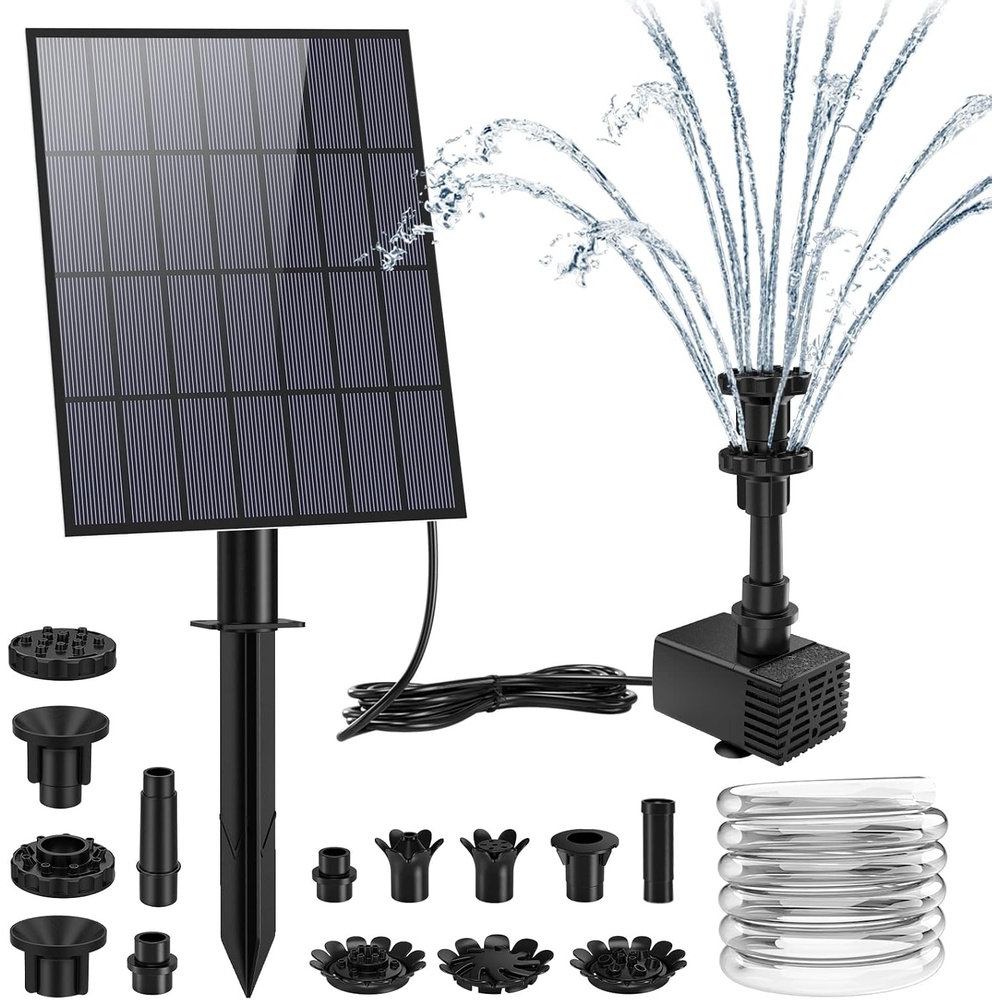 image:imageAISITIN 35W Solar Fountain Pump DIY Outdoor Solar Water Pump with Multiple Nozzles 49ft Water Pipe and Stake Solar Powered Pump for Bird Bath Ponds Garden and Other Outdoor Places