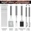 AISITIN 35Pcs BBQ Grill Grilling Accessories Tools Set, Premium Barbecue Tool Set with Thermometer, Steel Fork, Stainless Steel Tongs and Spatula, Meat Injector, Grill Mat, BBQ Tools for Grill Outdoor
