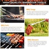 AISITIN 35Pcs BBQ Grill Grilling Accessories Tools Set, Premium Barbecue Tool Set with Thermometer, Steel Fork, Stainless Steel Tongs and Spatula, Meat Injector, Grill Mat, BBQ Tools for Grill Outdoor