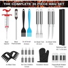 AISITIN 35Pcs BBQ Grill Grilling Accessories Tools Set, Premium Barbecue Tool Set with Thermometer, Steel Fork, Stainless Steel Tongs and Spatula, Meat Injector, Grill Mat, BBQ Tools for Grill Outdoor