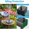 AISITIN 5.5W Solar Fountain Pump, Built-in 1500mAh Battery, 6 Nozzles, 16.4 ft Cord, Silver, Submersible, Solar Powered, Stainless Steel, Outdoor Water Pump, Bird Bath, Fish Tank, Pond, Garden