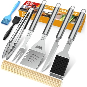 AISITIN BBQ Grill Accessories 16-Inch Stainless Steel Grill Sets for Men, 8Pcs Heavy Duty Grill Utensils Set for Smoker, Camping, Thicker Grill Tools Set Gifts